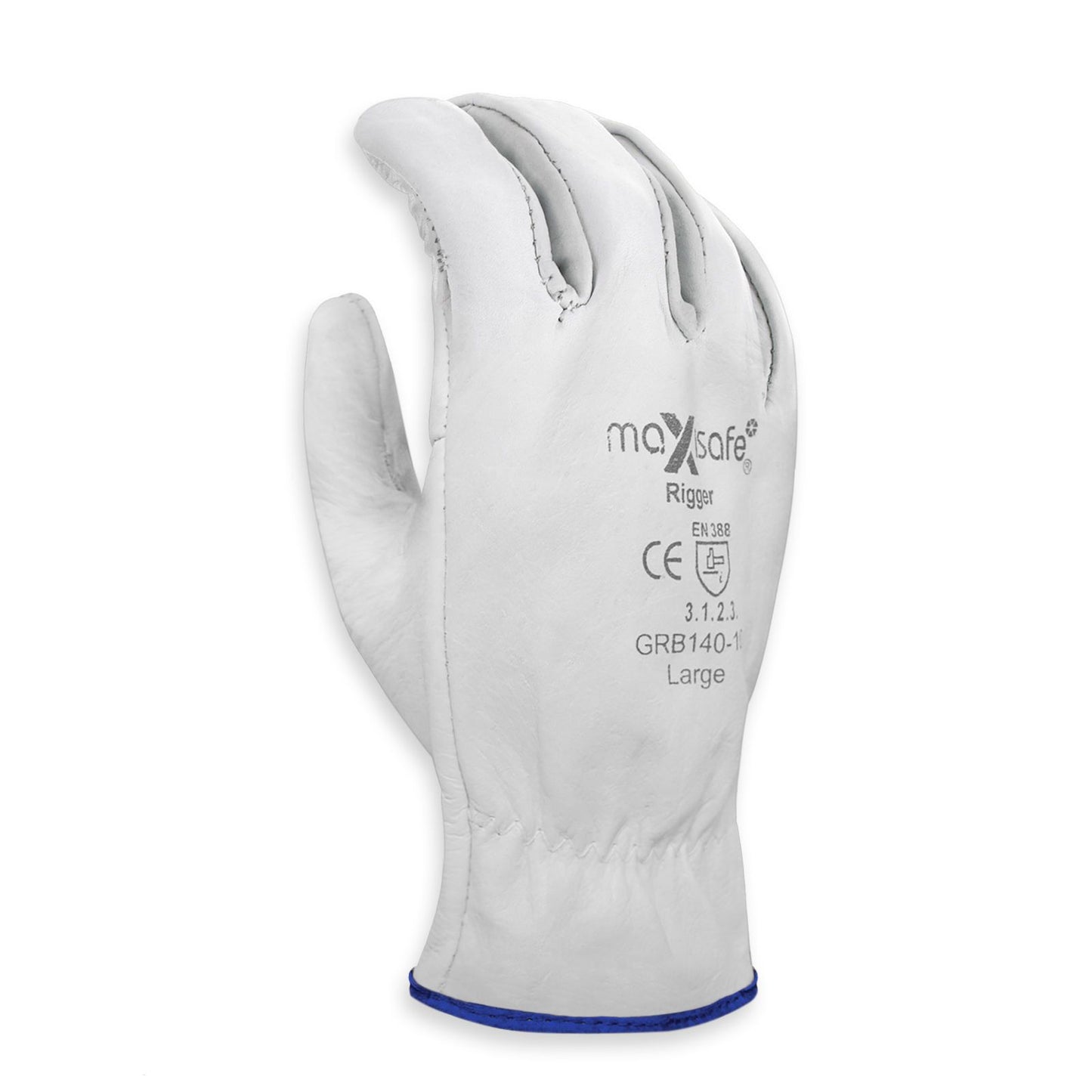 General Purpose Maxisafe Riggers Gloves Premium Cow Grain Leather Soft White