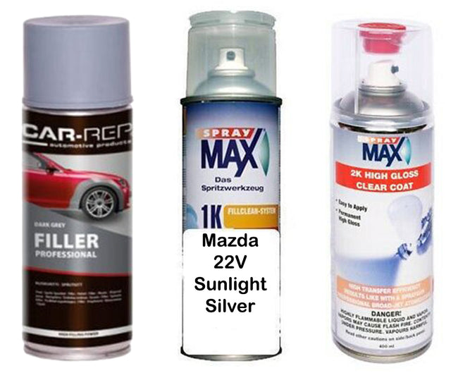 Auto Touch Up Paint Mazda 22V Sunlight Silver Plus 2k Clear Coat & Primer