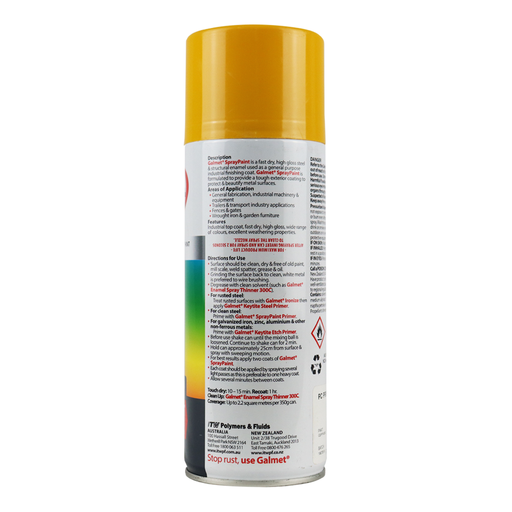 Galmet® Quick Dry Enamel Topcoat 350g Gloss Golden Yellow