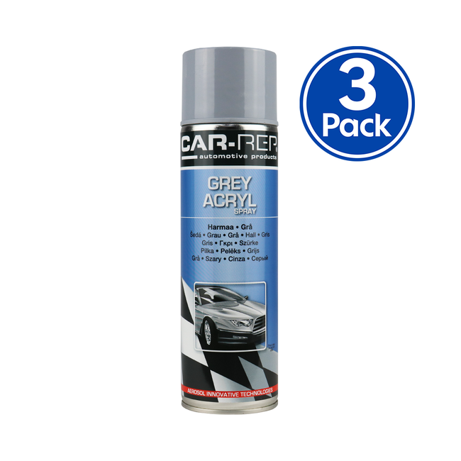 CAR-REP Professional Automotive Acrylic Aerosol 500ml Grey x 3 Pack