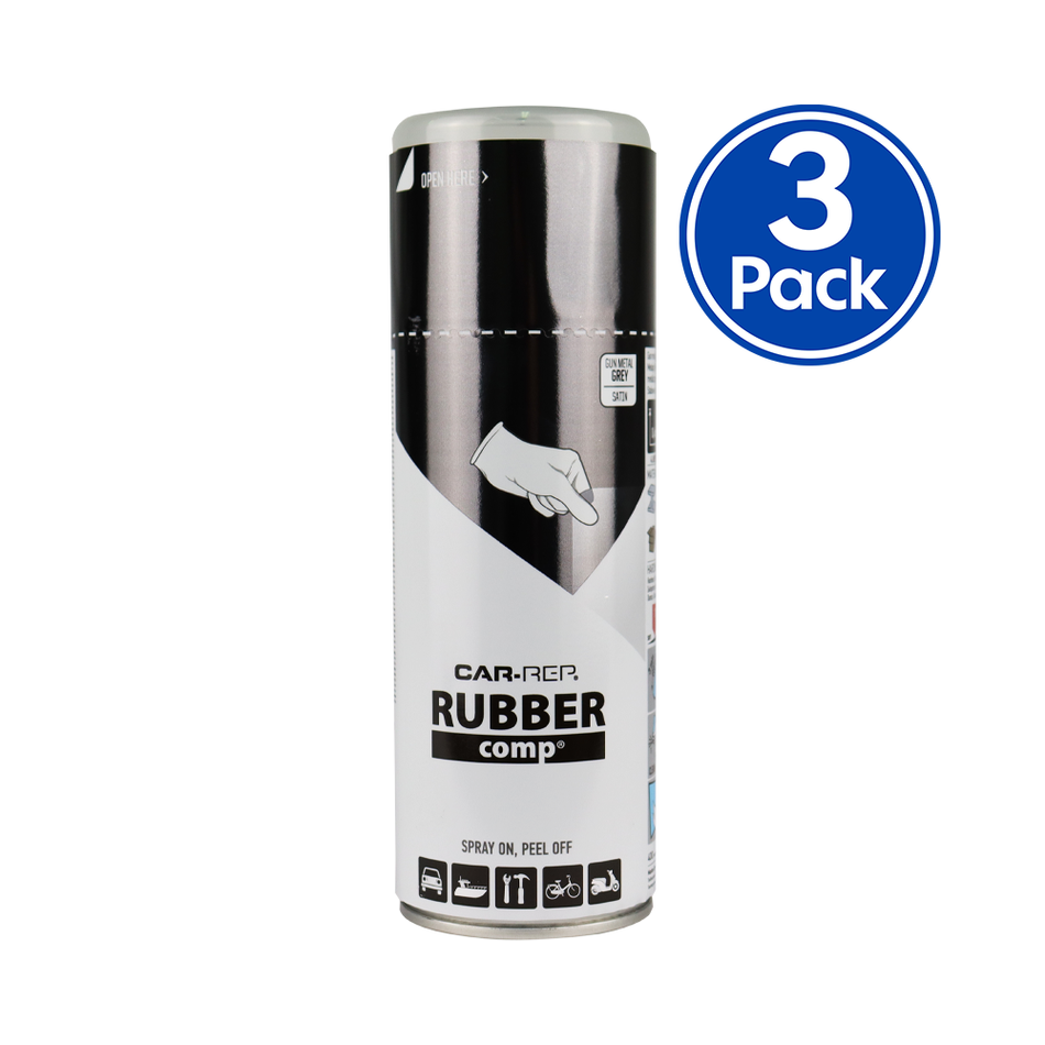 CAR-REP Rubber Comp Removable Plasti Dip Paint 400ml Satin Gun Metal Grey x 3 Pack