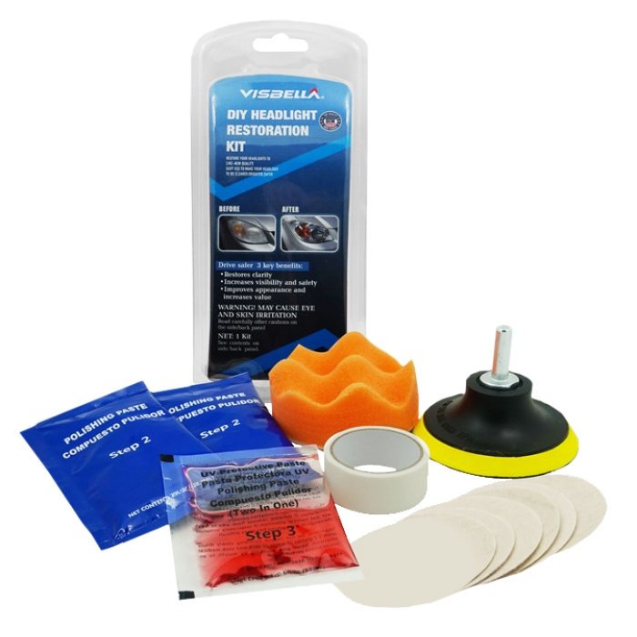 Visbella Car Vehicle Motorcycle Headlight Lamp Lens Cleaning Restoration DIY Kit