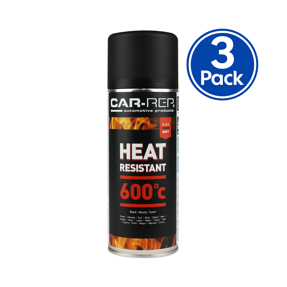 CAR-REP Automotive Heat Resistant Paint 400ml Black x 3 Pack