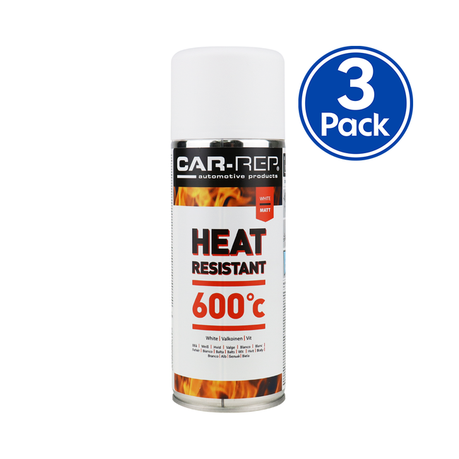 CAR-REP Automotive Heat Resistant Paint 400ml White x 3 Pack