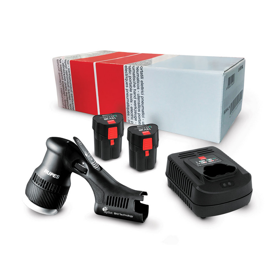 RUPES Bigfoot HLR75 Mini iBrid Cordless Polisher w/ Fast Charger Two Batteries