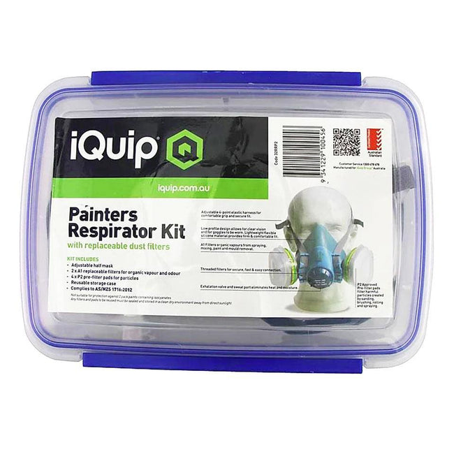 IQUIP PAINTERS RESPIRATOR P2 KIT WITH FILTERS FACE MASK ORGANIC VAPOURS