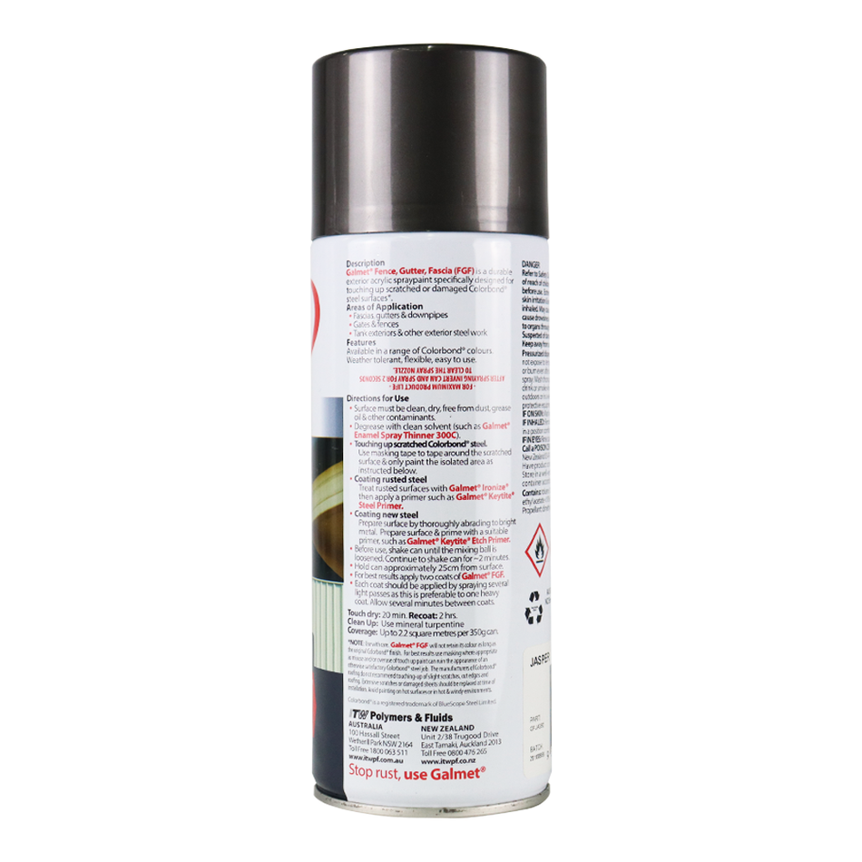 GALMET Fence Gutter Fascia FGF Colorbond 350g Spray Paint Aerosol Jasper