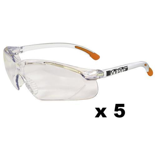 Maxisafe Kansas Safety Glasses AS/NZS1337 Anti Scratch Fog Coating Clear x 5