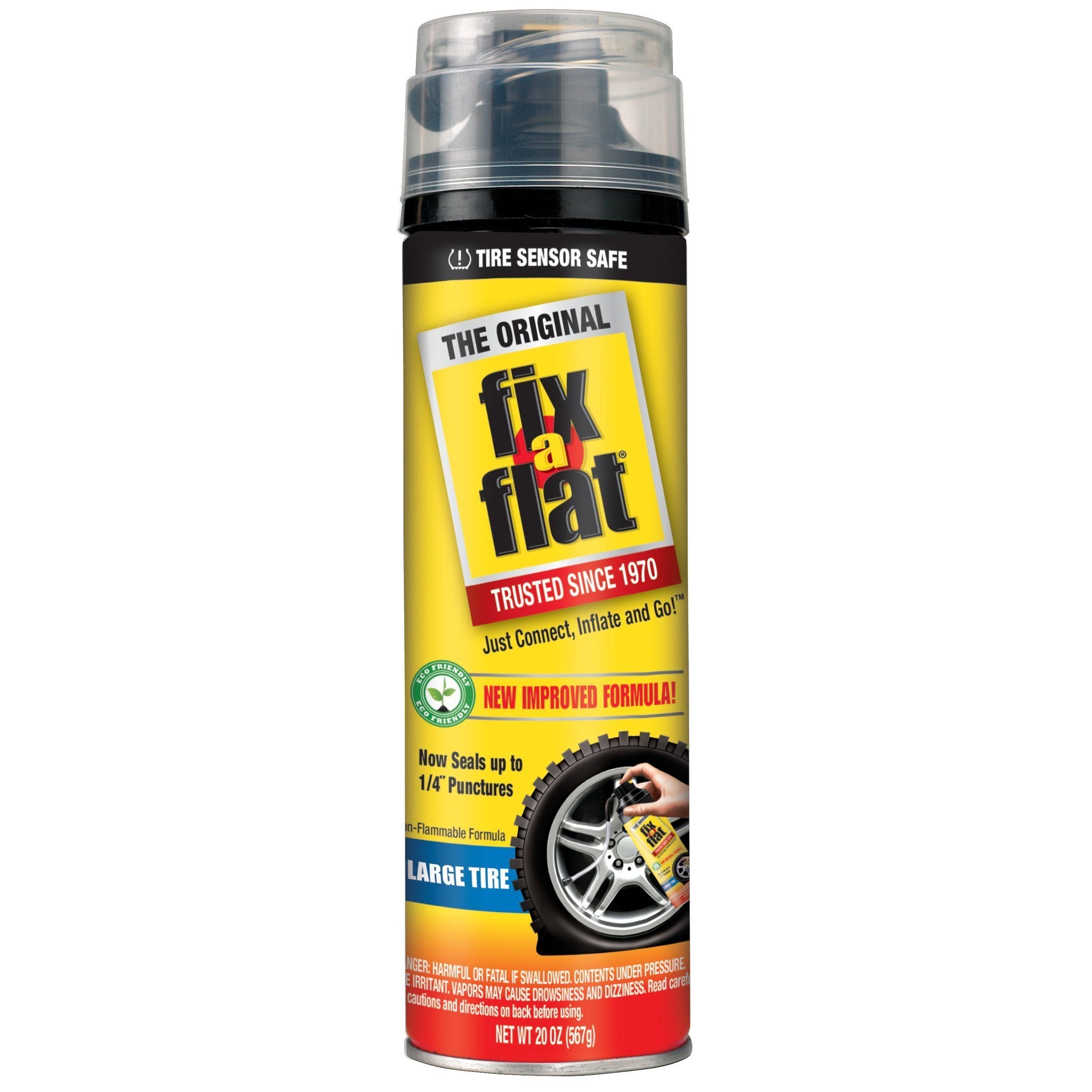 FixAFlat Aerosol Tire Inflator with Ecofriendly Formula Large Tire