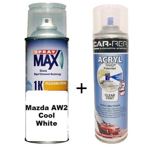 Automotive Touch Up Can Mazda A2W Cool White Paint + Clear Coat