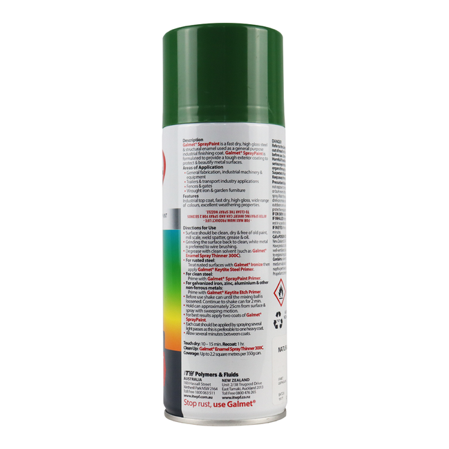 Galmet® Quick Dry Enamel Topcoat 350g Gloss Natural Green