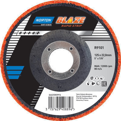 Norton Blaze Rapid Strip Disc 125 X 22.0mm
