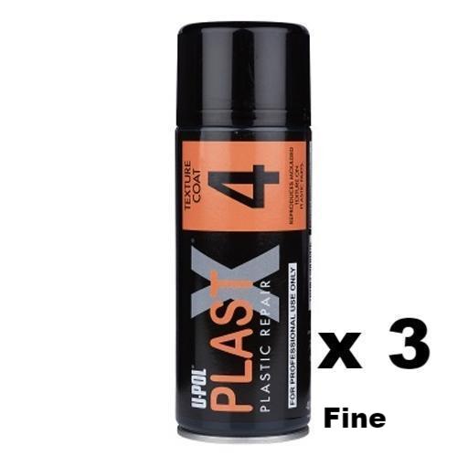 U-Pol Plast X Plastic Repair Texture Coat 4 Fine Black 400ml x 3