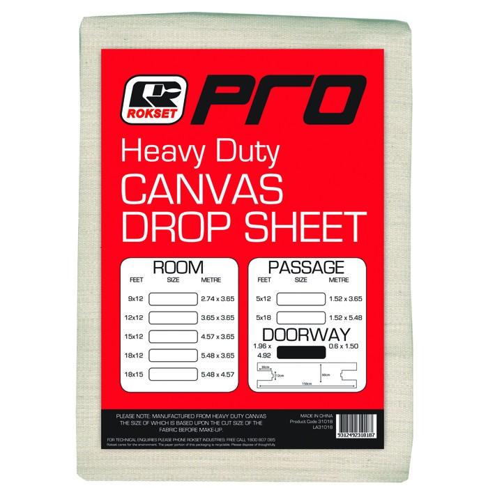 Rokset Pro Heavy Duty Canvas Drop Sheet 5 x 12 Feet 1.52 x 3.65 Metres