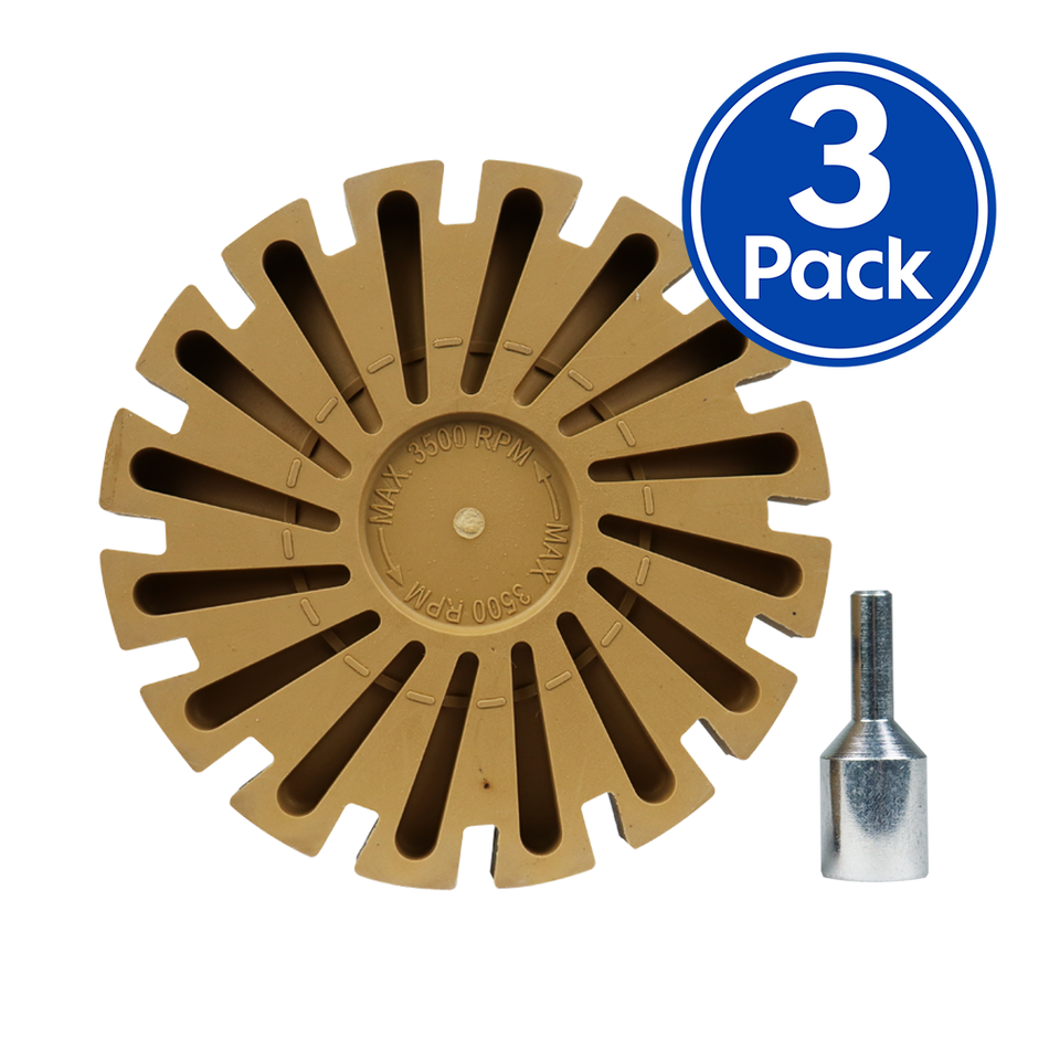 SAR Slim Caramel Tractor Erasor Wheel 4" with Drill Arbour x 3 Pack