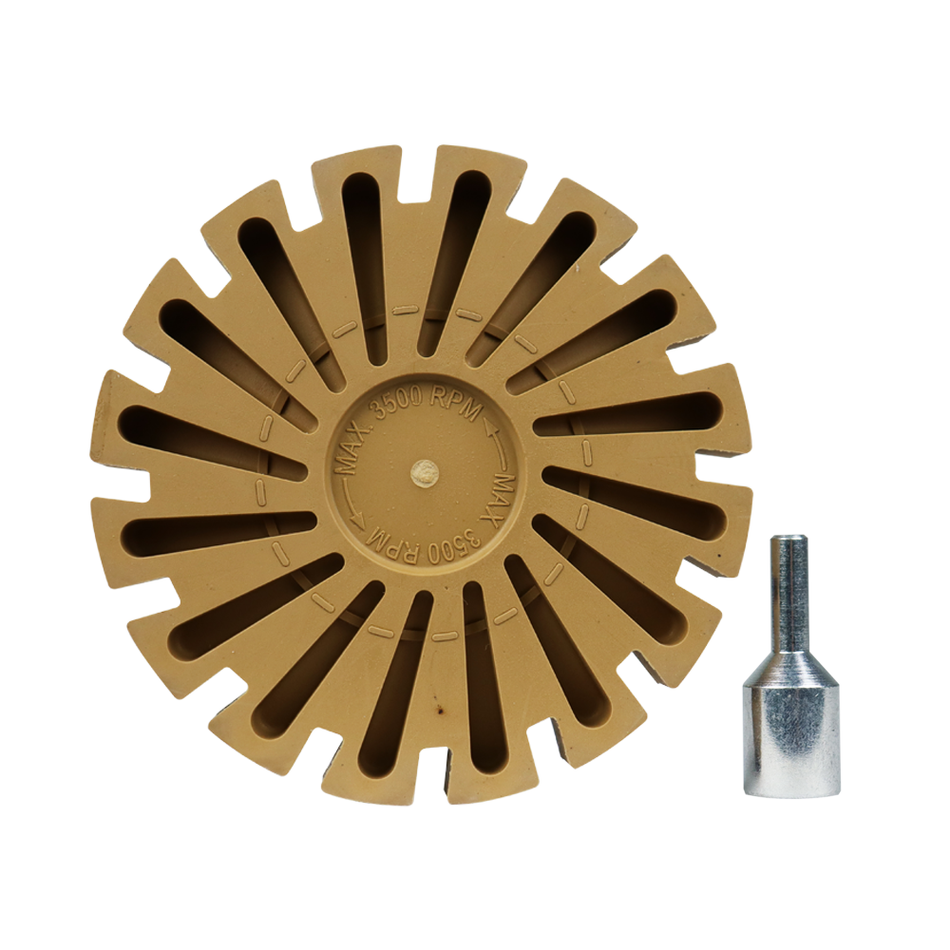 SAR Slim Caramel Tractor Erasor Wheel 4" with Drill Arbour x 3 Pack