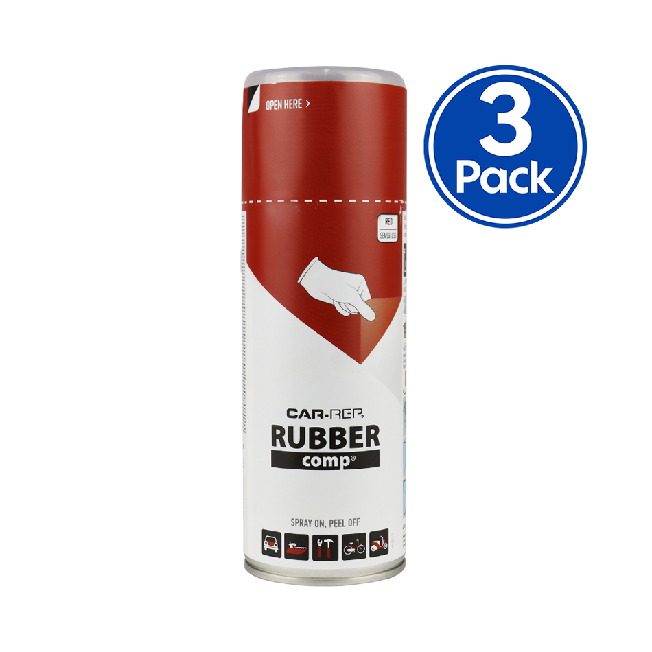 CAR-REP Rubber Comp Removable Plasti Dip Paint 400ml Semi Gloss Red x 3 Pack