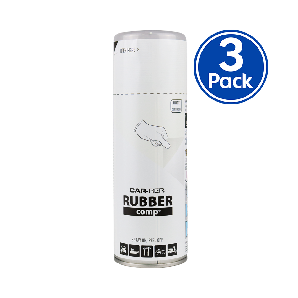 CAR-REP Rubber Comp Removable Plasti Dip Paint 400ml Semi Gloss White x 3 Pack