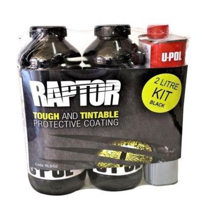 U-Pol Raptor Black Tough Protective Coating Tub/Bed Liner Kit 2L