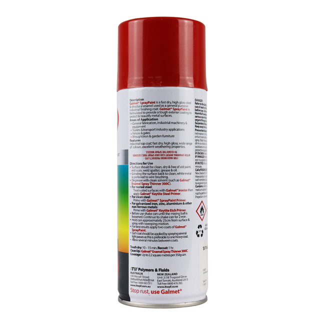 Galmet® Quick Dry Enamel Topcoat 350g Gloss Signal Red