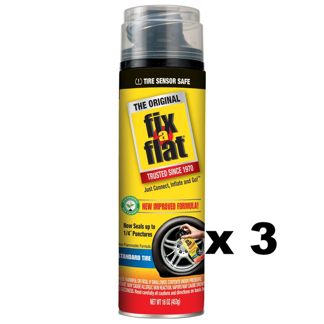 Fix-A-Flat Aerosol Tire Inflator Eco-friendly Formula Standard Tire 453g x 3