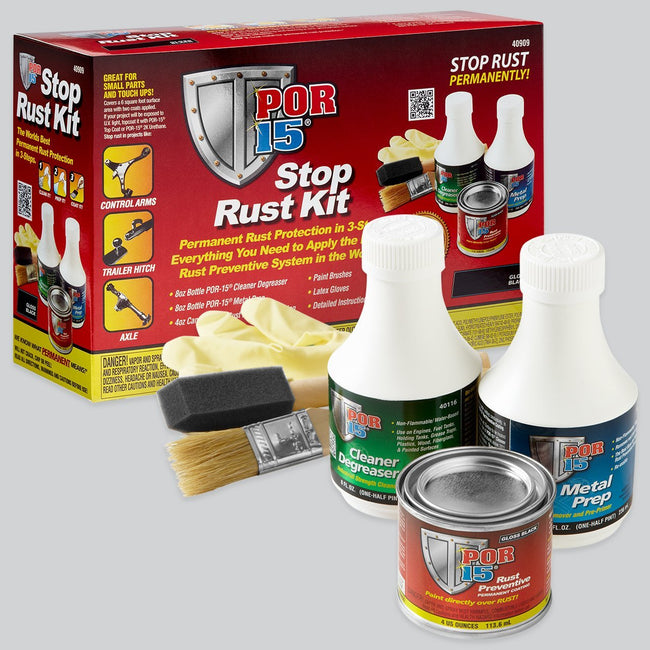 POR15 Stop Rust Kit Gloss Black Permanent Rust Protection Prevention