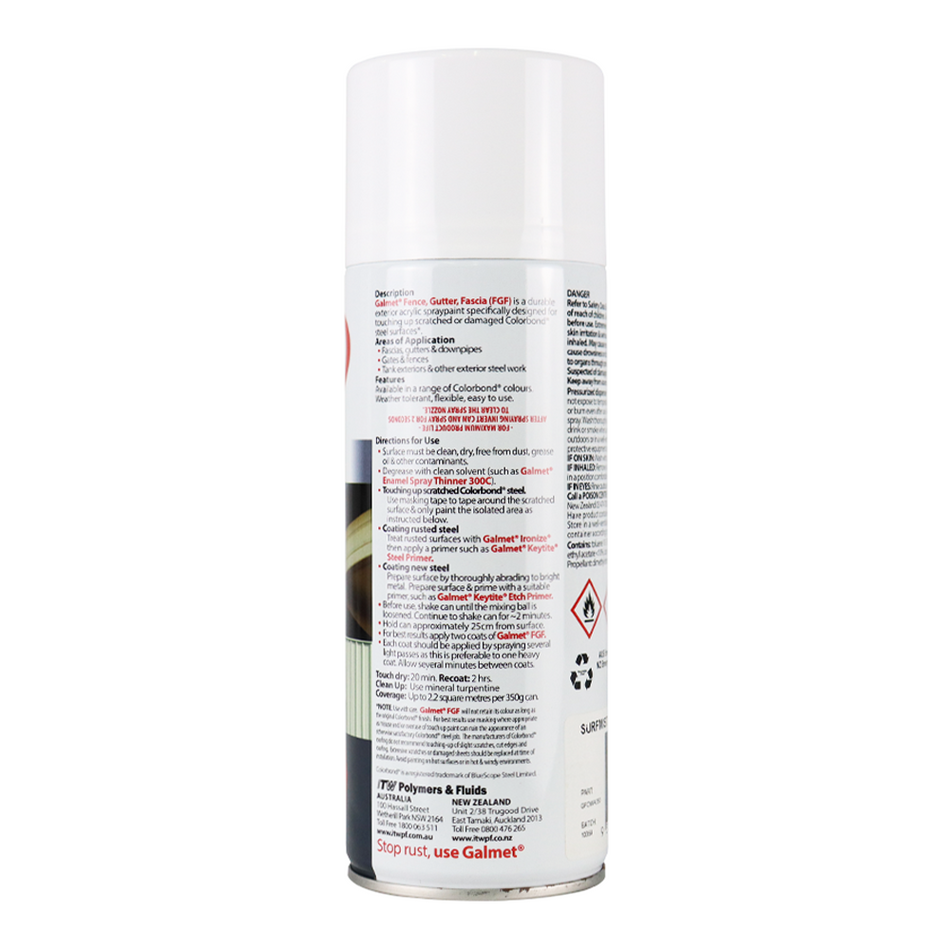 GALMET Fence Gutter Fascia FGF Colorbond 350g Spray Paint Aerosol Surfmist