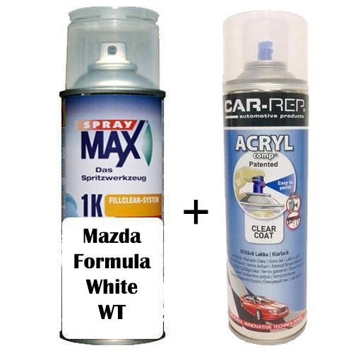 Auto Touch Up Paint Mazda Formula White Code WT Plus 1k Clear Coat