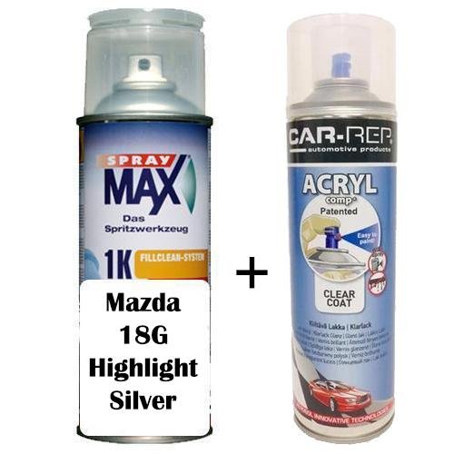 Auto Touch Up Paint Mazda 18G Highlight Silver Plus 1k Clear Coat