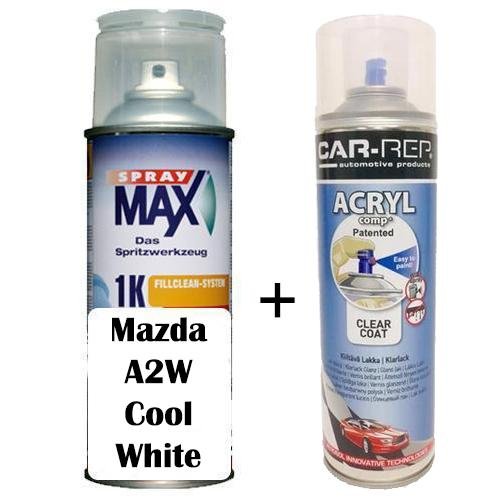 Auto Touch Up Paint Mazda A2W Cool White Plus 1k Clear Coat