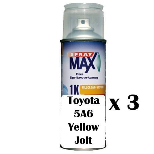 Automotive Touch Up Spray Can for Toyota 5A6 Yellow Jolt Colour x 3