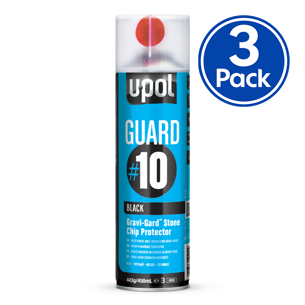 U-POL Guard #10 Black Gravi-Gard Stone Chip Protector 450ml x 3 Pack