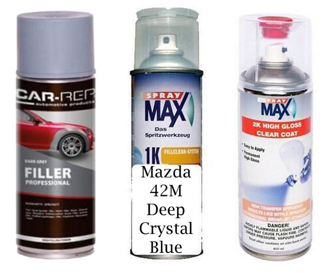 Auto Touch Up Paint Mazda 42M Deep Crystal Blue Plus 2k Clear Coat & Primer
