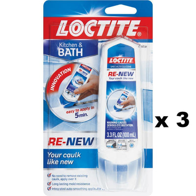 Loctite White Renew Silicone Bathroom Kitchen Seals 100ml x 3