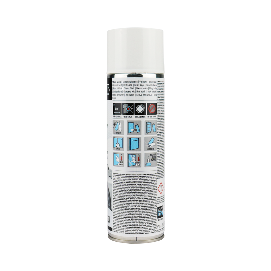 CAR-REP Professional Automotive Gloss Acrylic Aerosol 500ml White x 2 Pack
