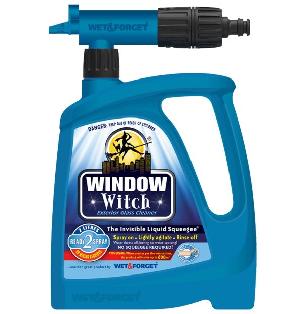 Wet and Forget Window Witch Spray On Exterior Glass Cleaner Sniper Nozzle 2L