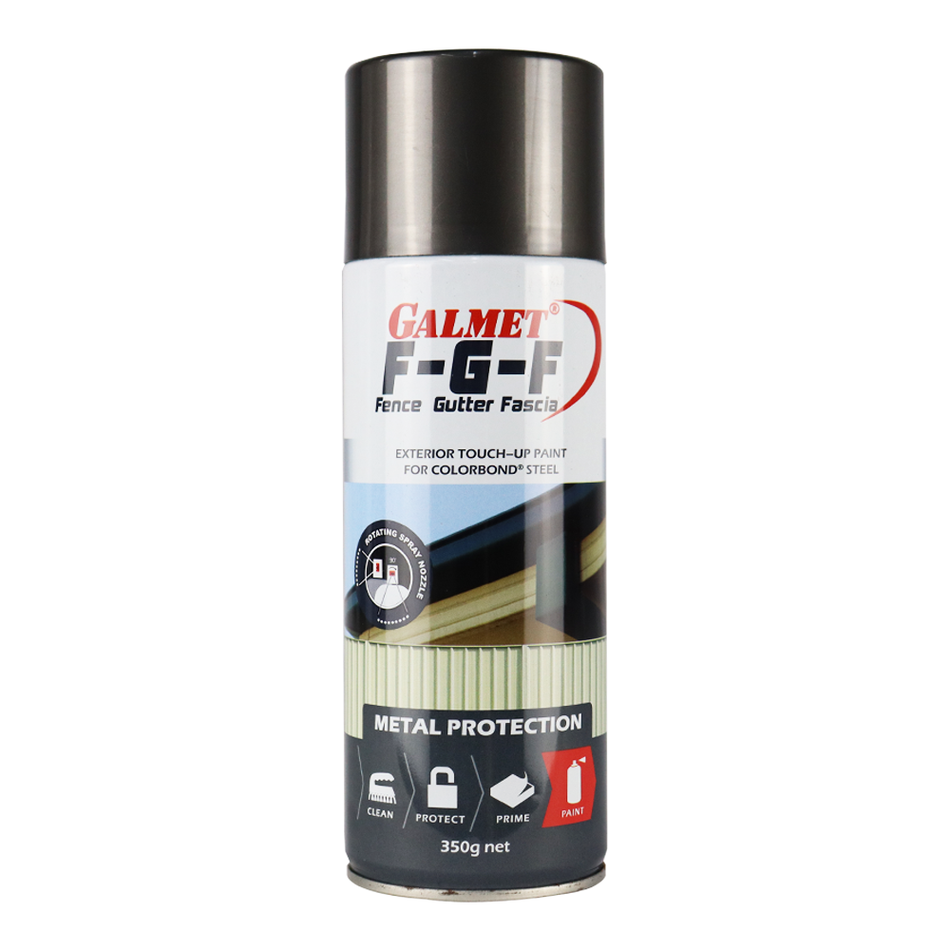 GALMET Fence Gutter Fascia FGF Colorbond 350g Spray Paint Aerosol Woodland Grey