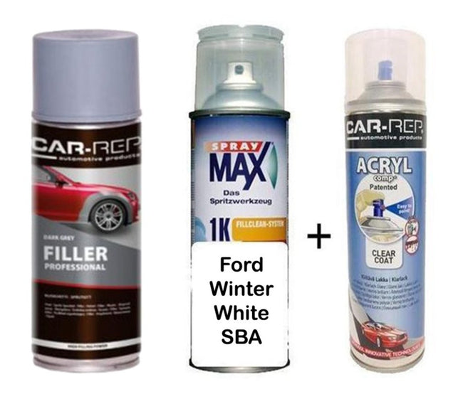 Auto Touch Up Paint Ford Winter White SBA 1k Plus 1k Clear Coat & Primer