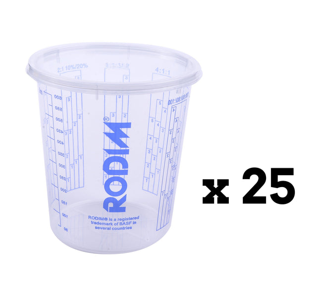 BASF Rodim Calibrated Graduated Paint Mixing Cups 600ml x 25 Pack